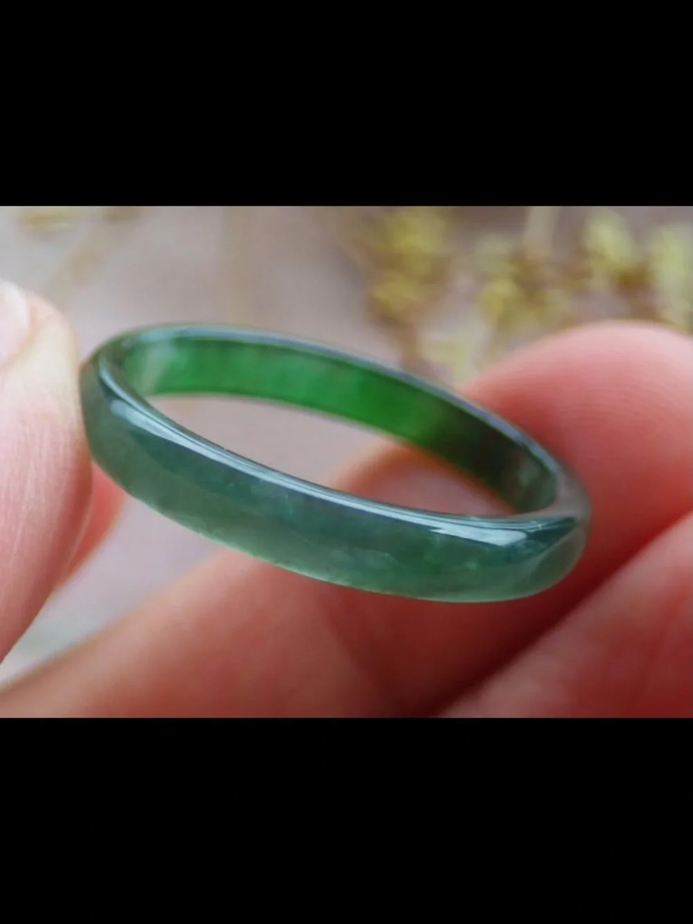 Certificate Jadeite Jewelry Jade luck Green thin Ring Size10.25